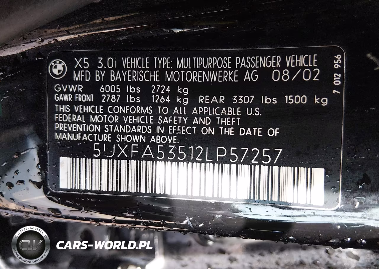 2002 BMW X5 3.0I VIN:5UXFA53512LP57257 - 9
