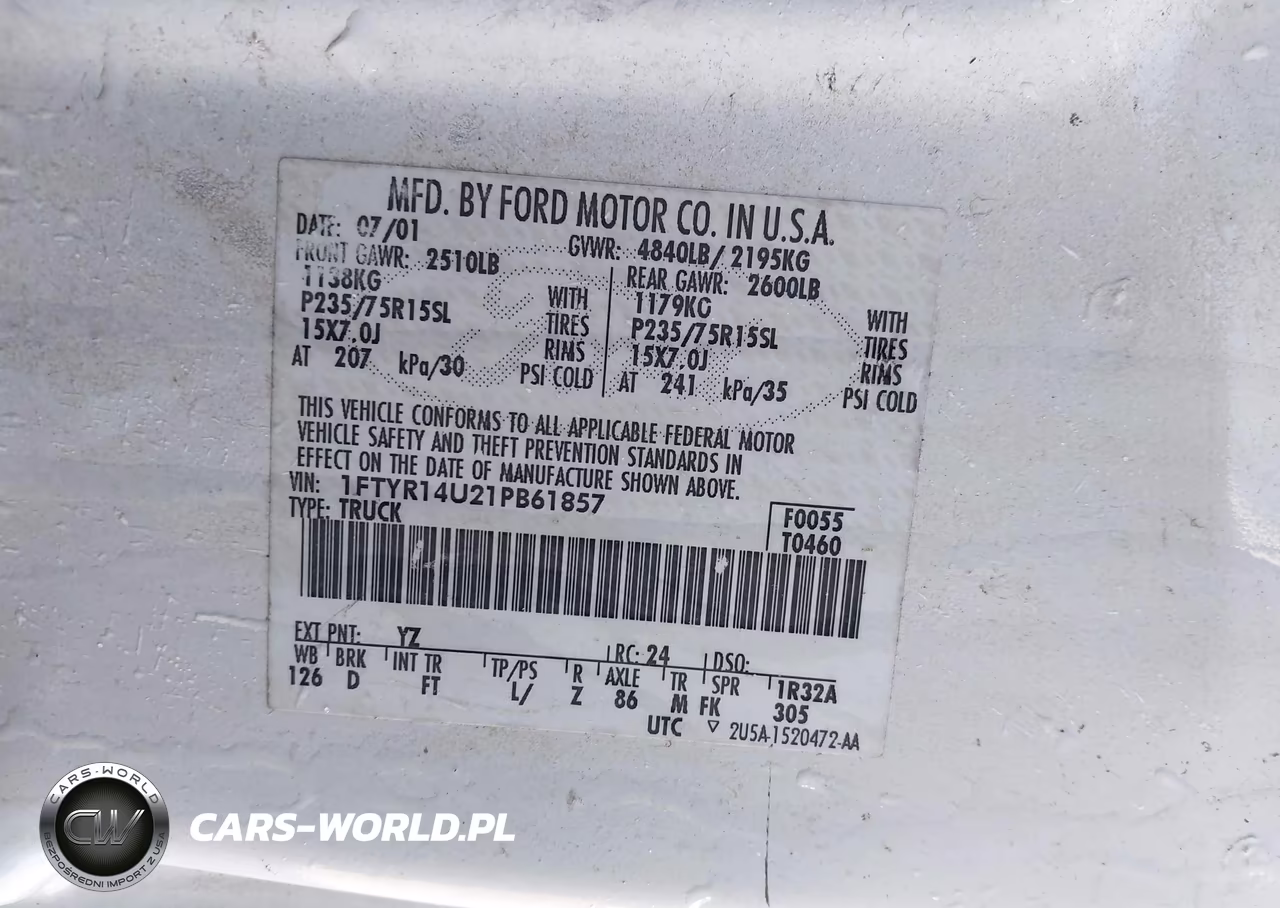 2001 Ford Ranger Edge-Xl-Xlt VIN:1FTYR14U21PB61857 - 9