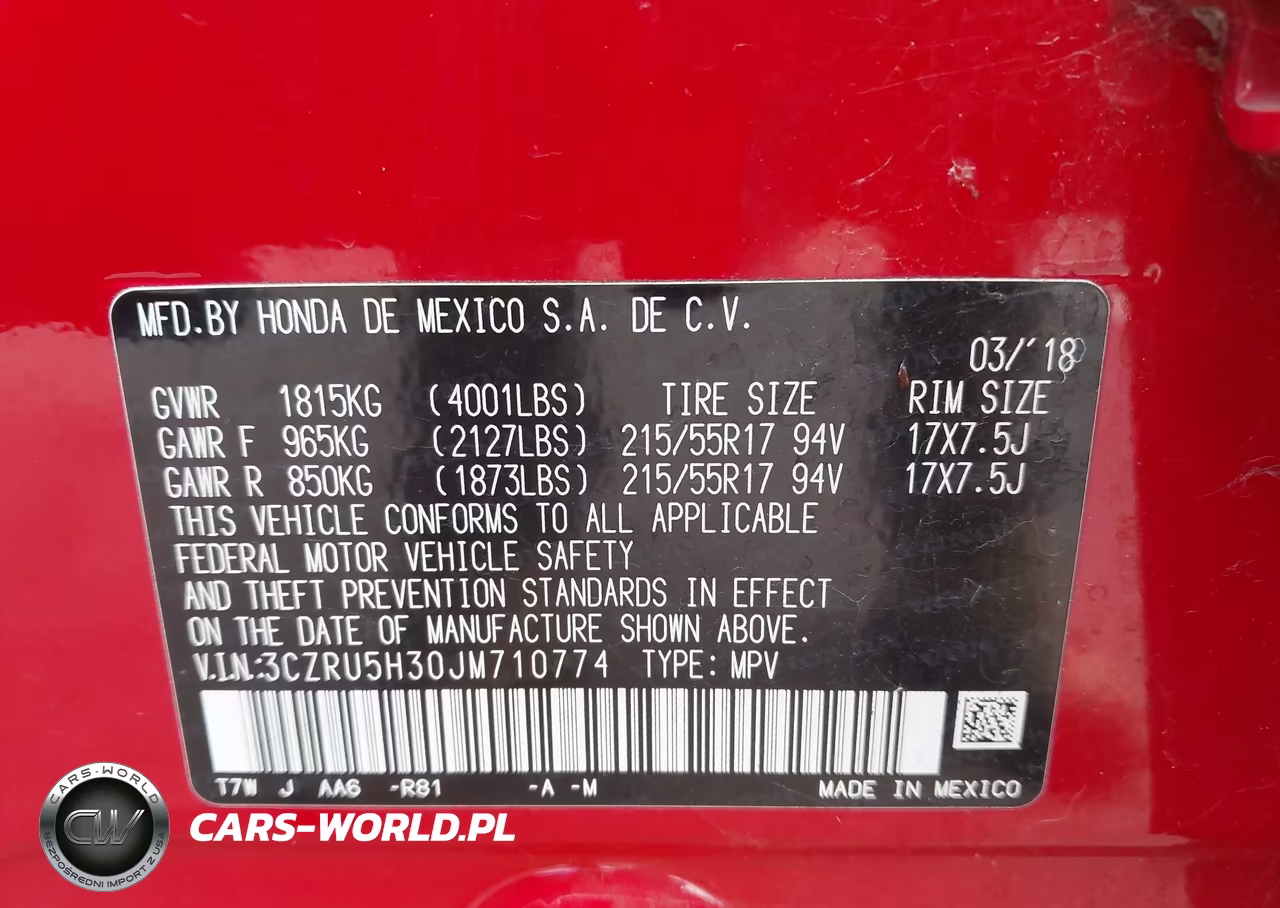 2018 Honda Hr-V Lx VIN:3CZRU5H30JM710774 - 9