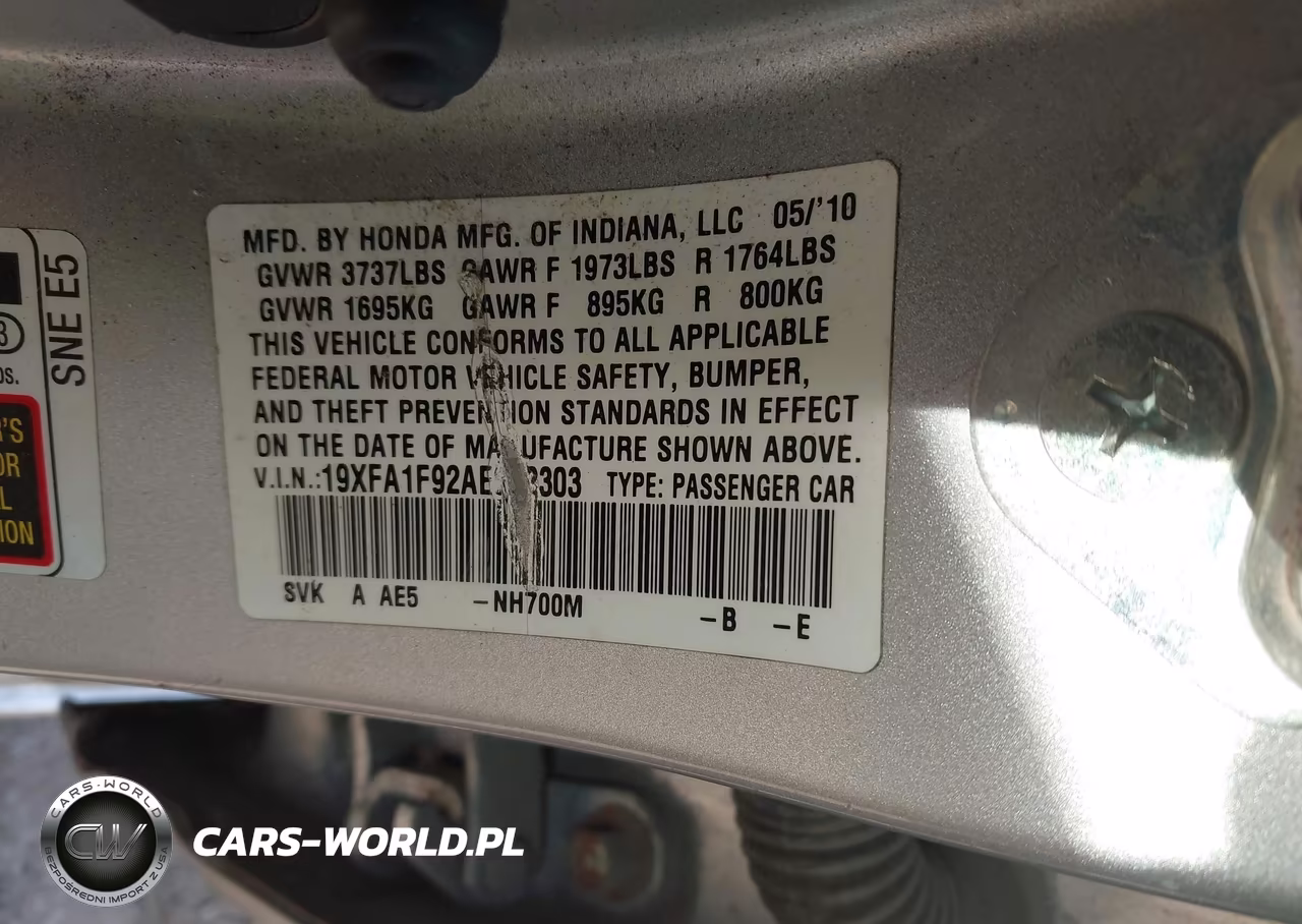 2010 Honda Civic Ex-L VIN:19XFA1F92AE062303 - 9