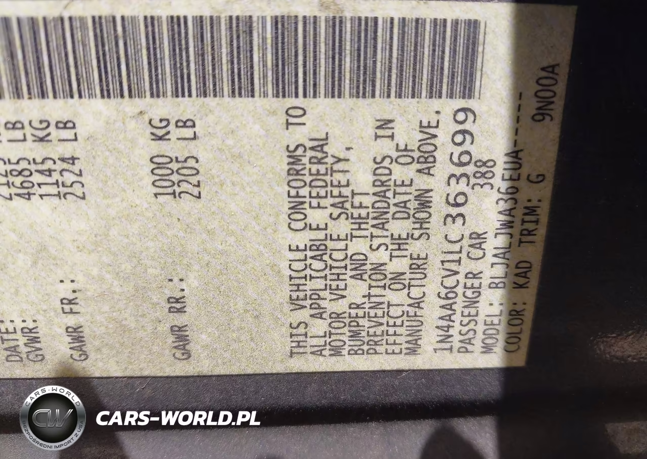 2020 Nissan Maxima Sv Xtronic Cvt VIN:1N4AA6CV1LC363699 - 9