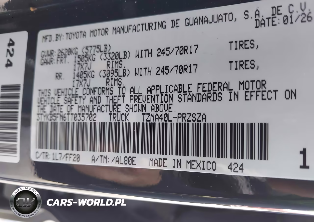 2026 Toyota Tacoma Sr5 VIN:3TYKB5FN6TT035702 - 9