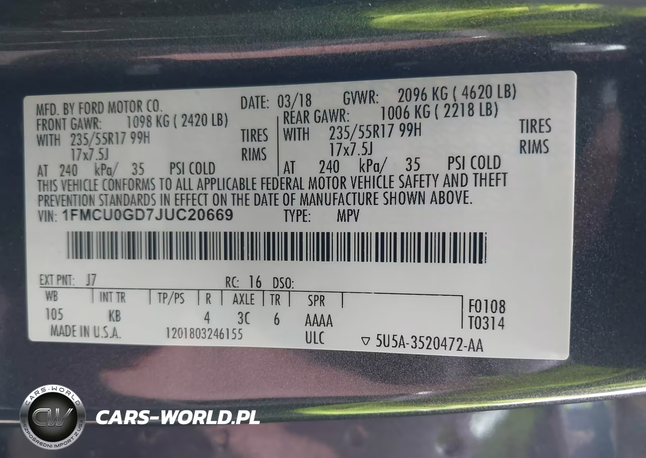 2018 Ford Escape Se VIN:1FMCU0GD7JUC20669 - 9