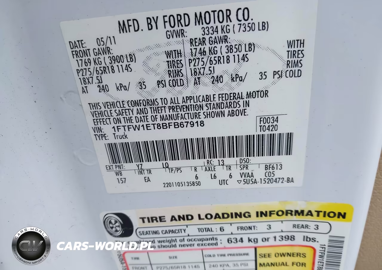 2011 Ford F-150 Lariat VIN:1FTFW1ET8BFB67918 - 9