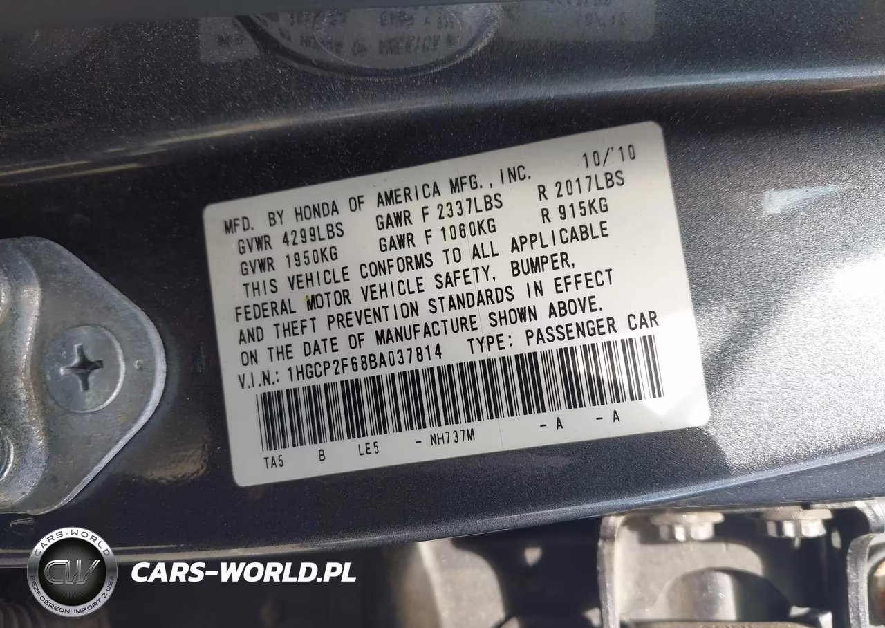 2011 Honda Accord 2.4 Se VIN:1HGCP2F68BA037814 - 9