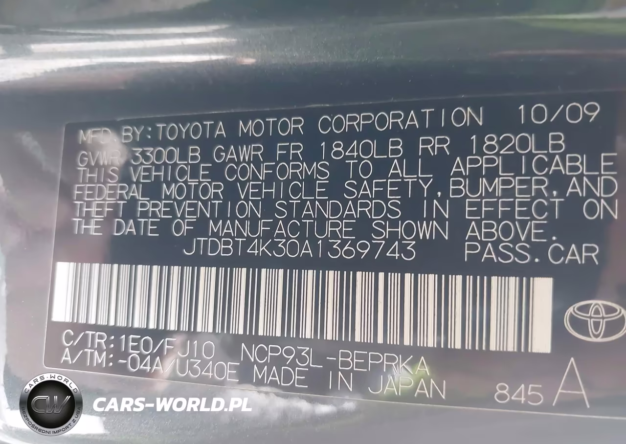 2010 Toyota Yaris VIN:JTDBT4K30A1369743 - 9