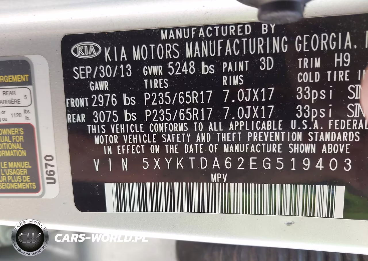 2014 Kia Sorento Lx VIN:5XYKTDA62EG519403 - 9