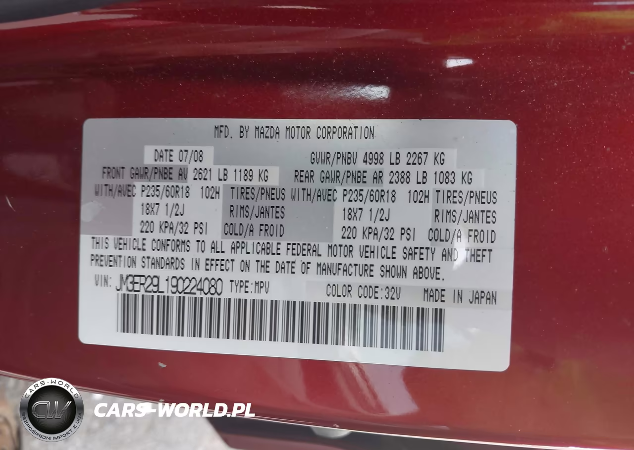 2009 Mazda Cx-7 Sport VIN:JM3ER29L190224080 - 9