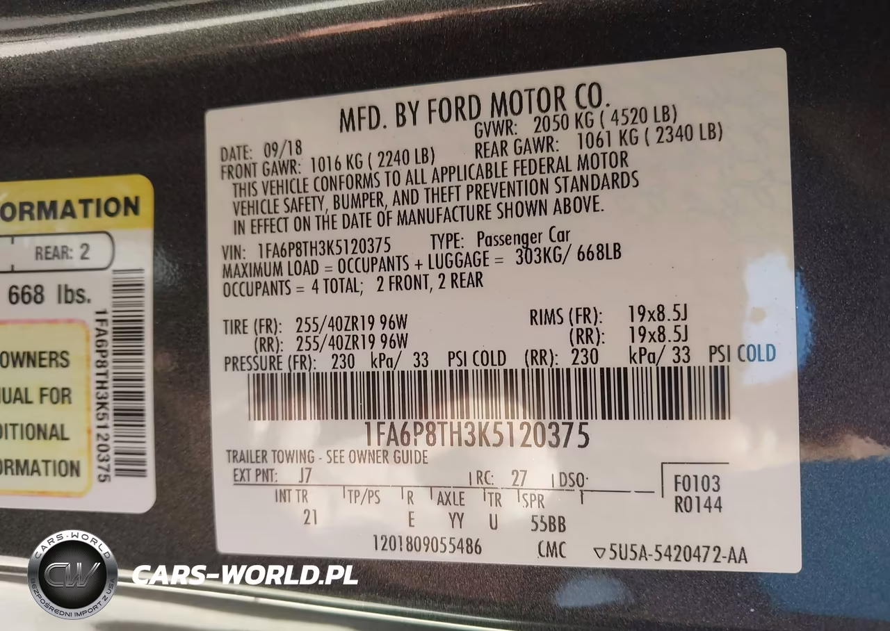 2019 Ford Mustang Ecoboost VIN:1FA6P8TH3K5120375 - 9