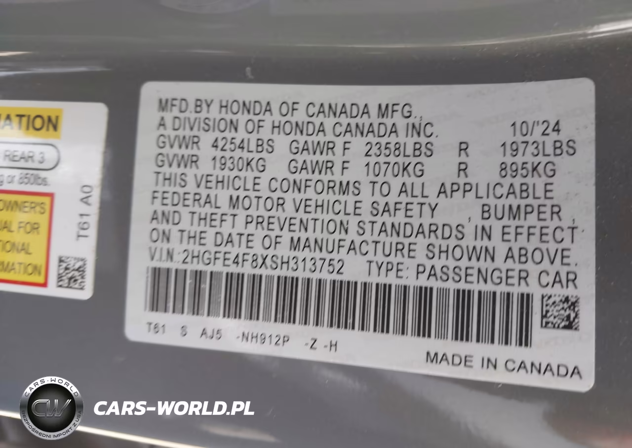 2025 Honda Civic Hybrid Sport-Sport Touring VIN:2HGFE4F8XSH313752 - 9