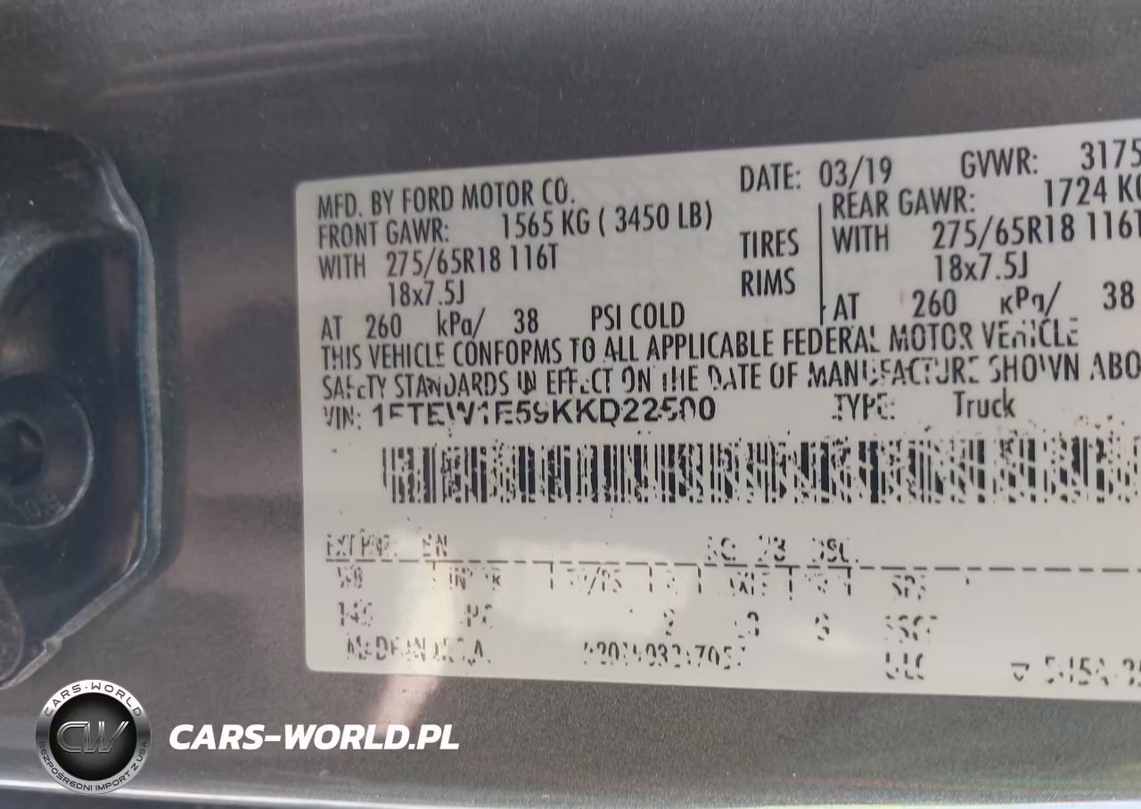 2019 Ford F-150 Lariat VIN:1FTEW1E59KKD22500 - 9