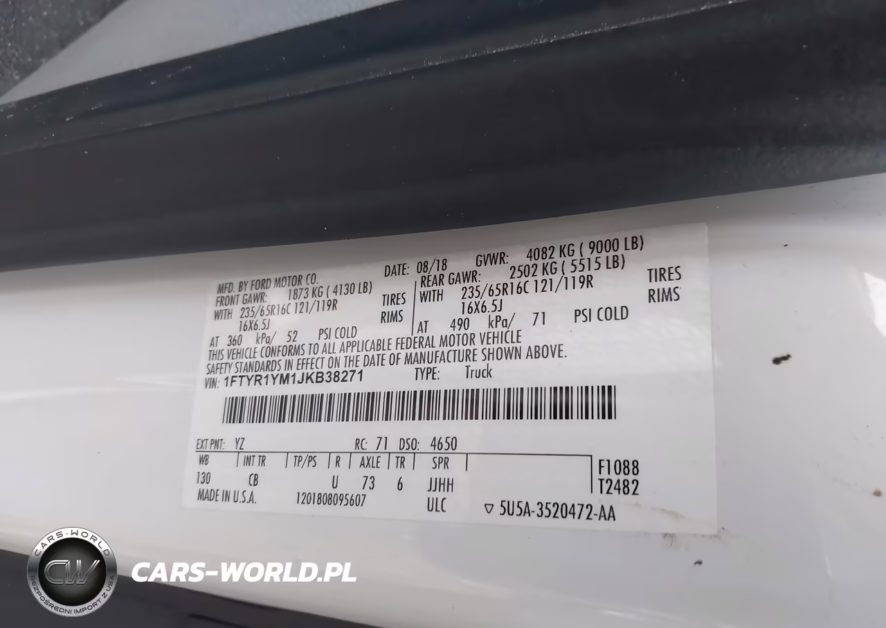 2018 Ford Transit-250 VIN:1FTYR1YM1JKB38271 - 9