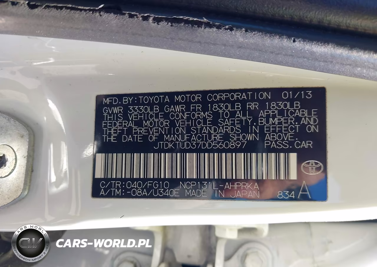 2013 Toyota Yaris Le VIN:JTDKTUD37DD560897 - 9
