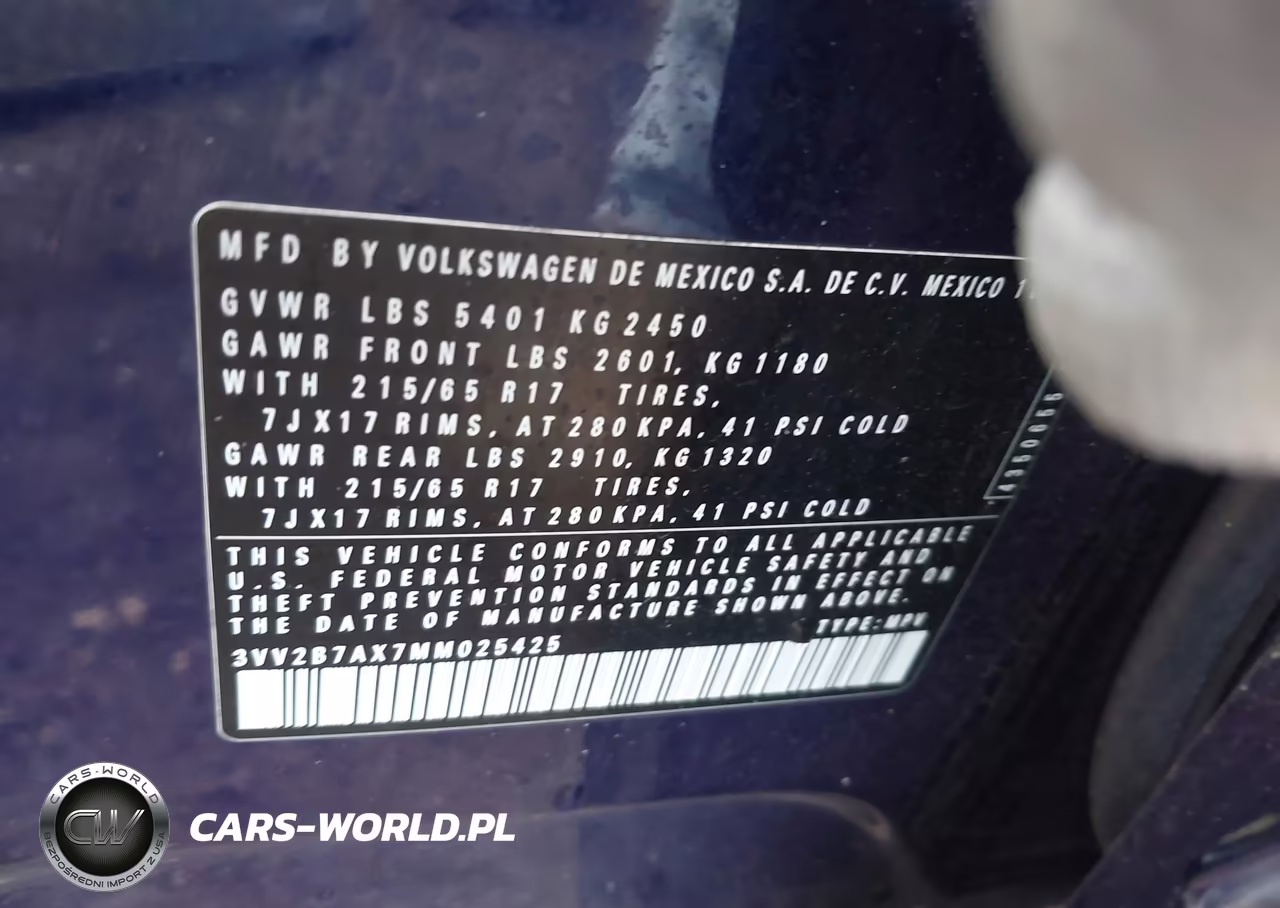 2021 Volkswagen Tiguan 2.0T Se-2.0T Se R-Line Black-2.0T Sel VIN:3VV2B7AX7MM025425 - 9