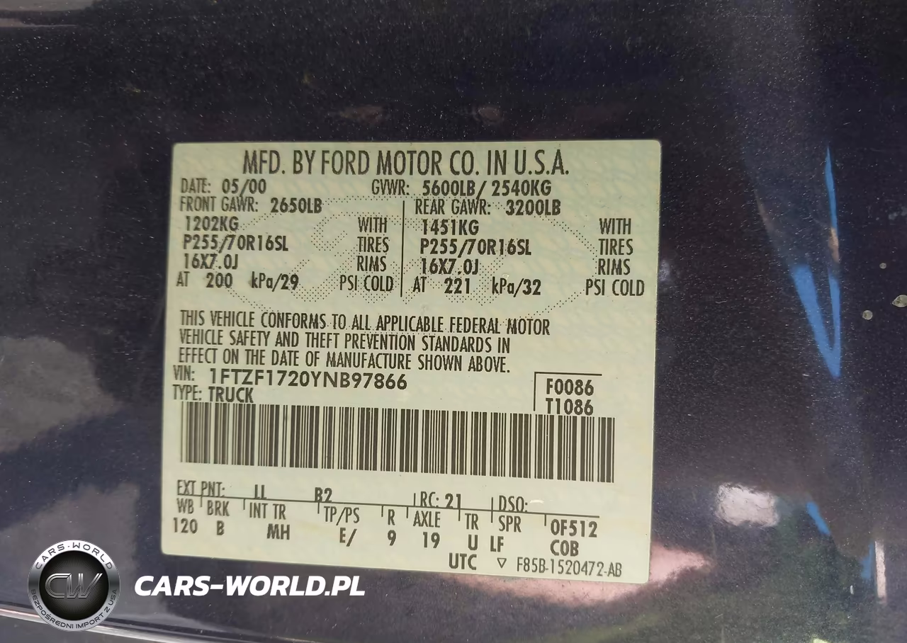 2000 Ford F-150 Work Series-Xl-Xlt VIN:1FTZF1720YNB97866 - 9
