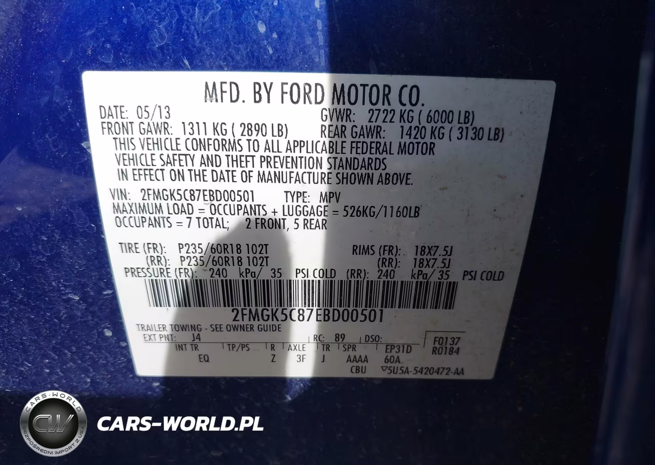 2014 Ford Flex Sel VIN:2FMGK5C87EBD00501 - 9
