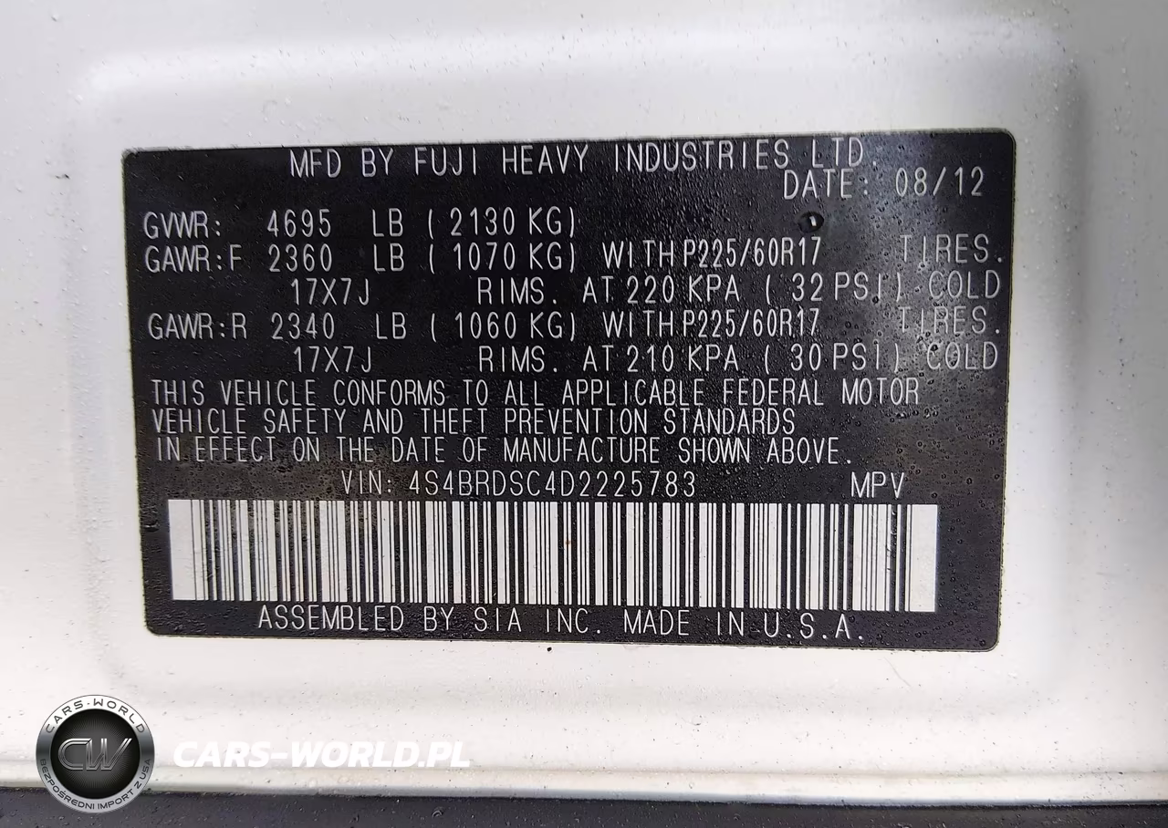 2013 Subaru Outback 3.6R Limited VIN:4S4BRDSC4D2225783 - 9
