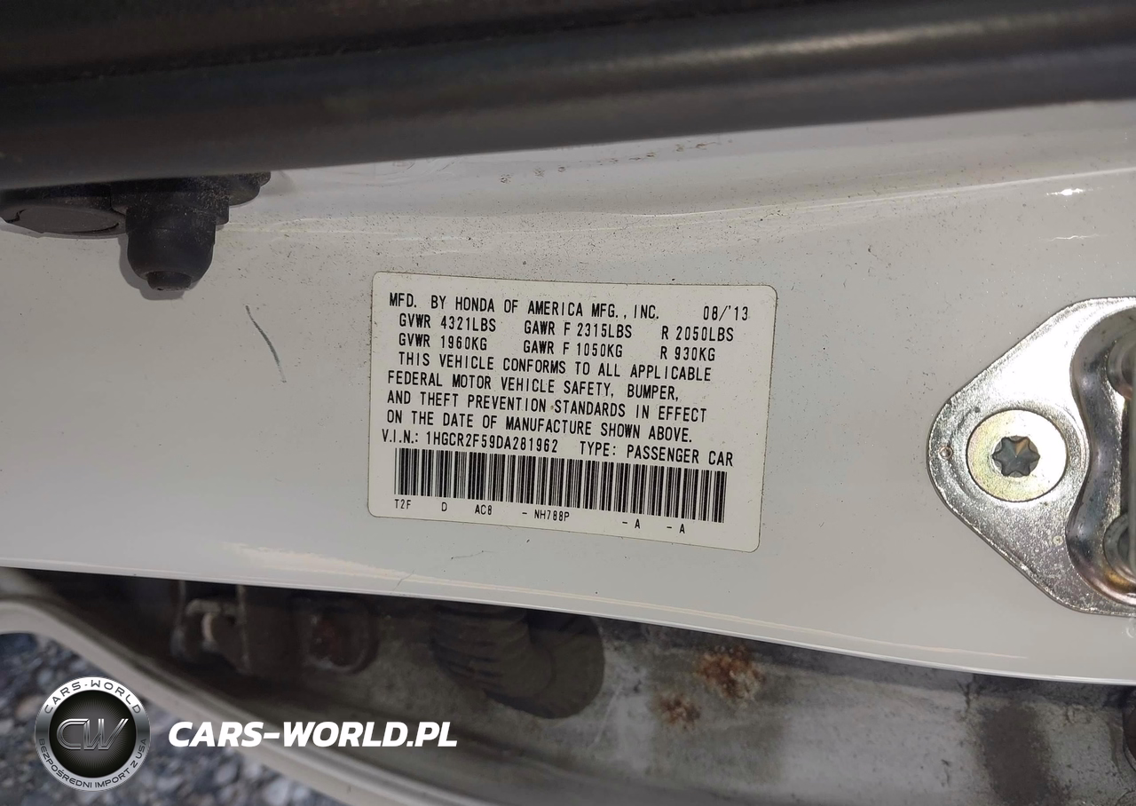 2013 Honda Accord Sport VIN:1HGCR2F59DA281962 - 9