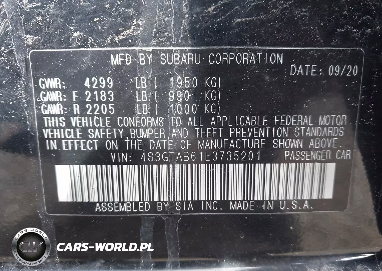 2020 Subaru Impreza 5-Door VIN:4S3GTAB61L3735201 - 9