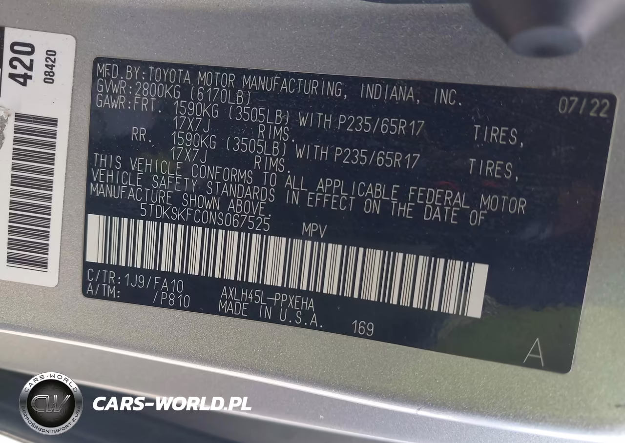 2022 Toyota Sienna Le VIN:5TDKSKFC0NS067525 - 9