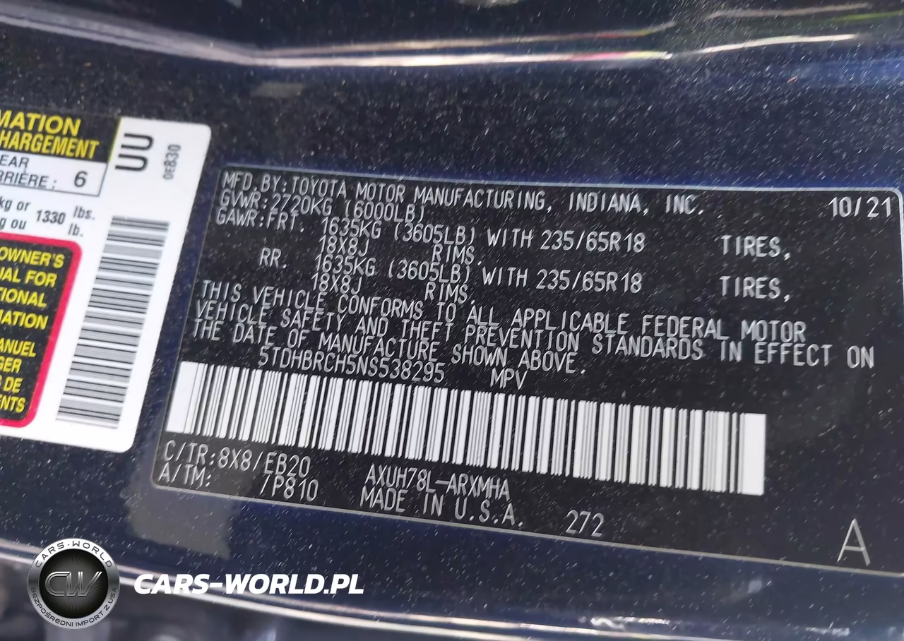 2022 Toyota Highlander Hybrid Xle VIN:5TDHBRCH5NS538295 - 9