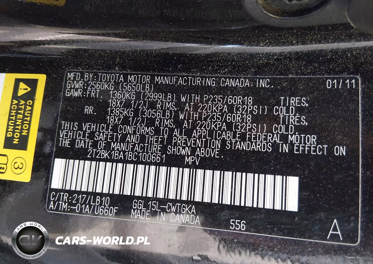 2011 Lexus Rx 350 VIN:2T2BK1BA1BC100661 - 9