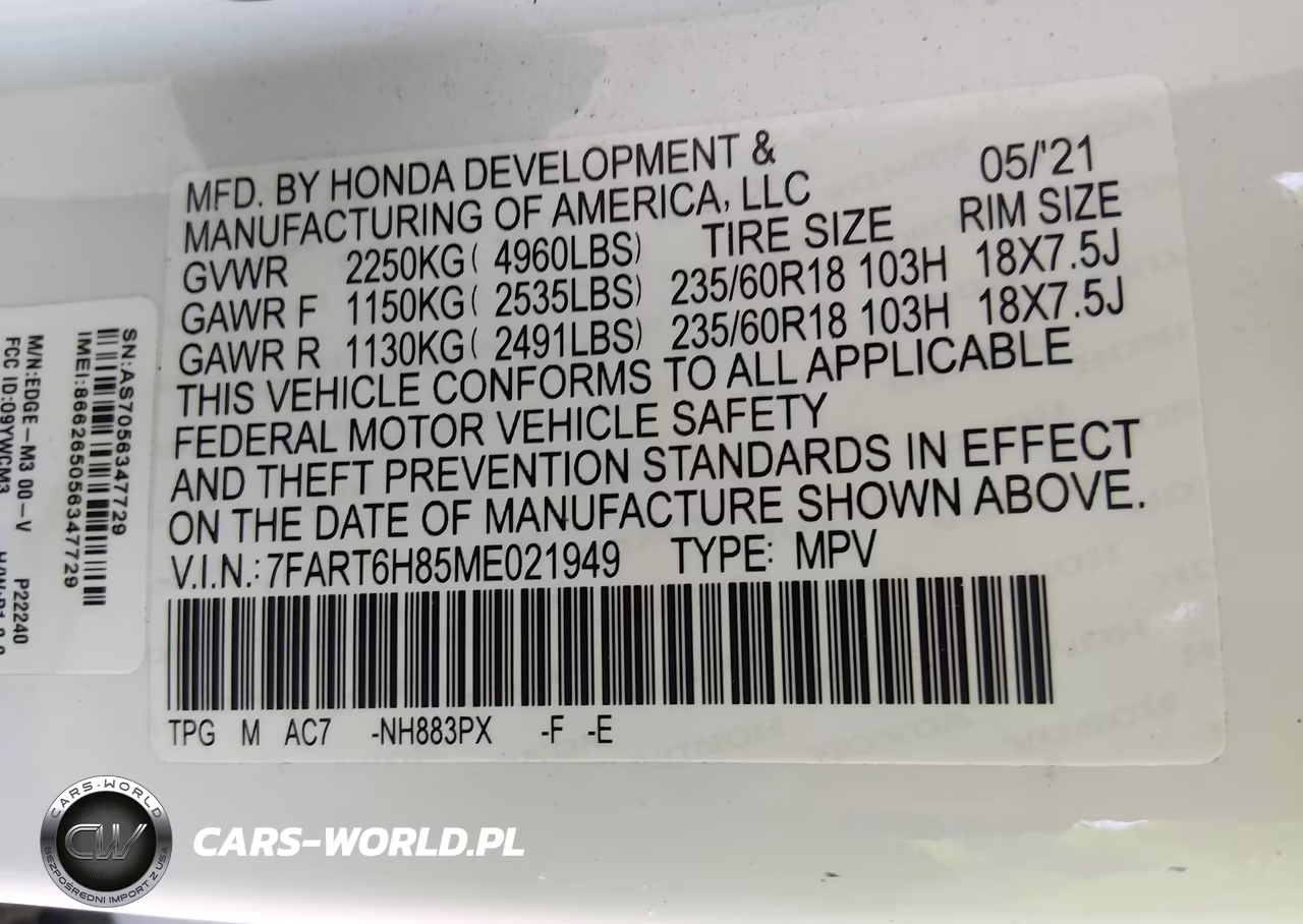 2021 Honda Cr-V Hybrid Ex-L VIN:7FART6H85ME021949 - 9