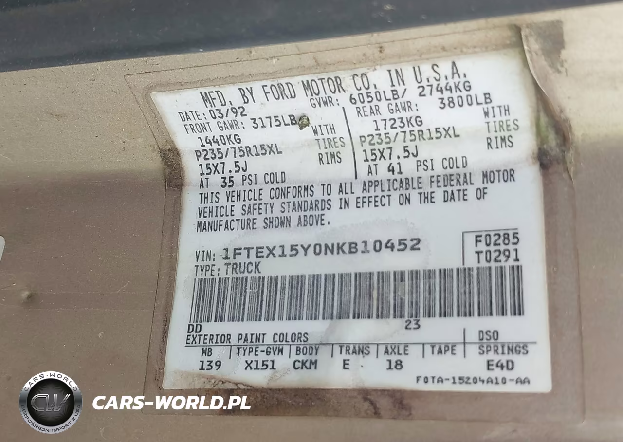 1992 Ford F150 VIN:1FTEX15Y0NKB10452 - 9