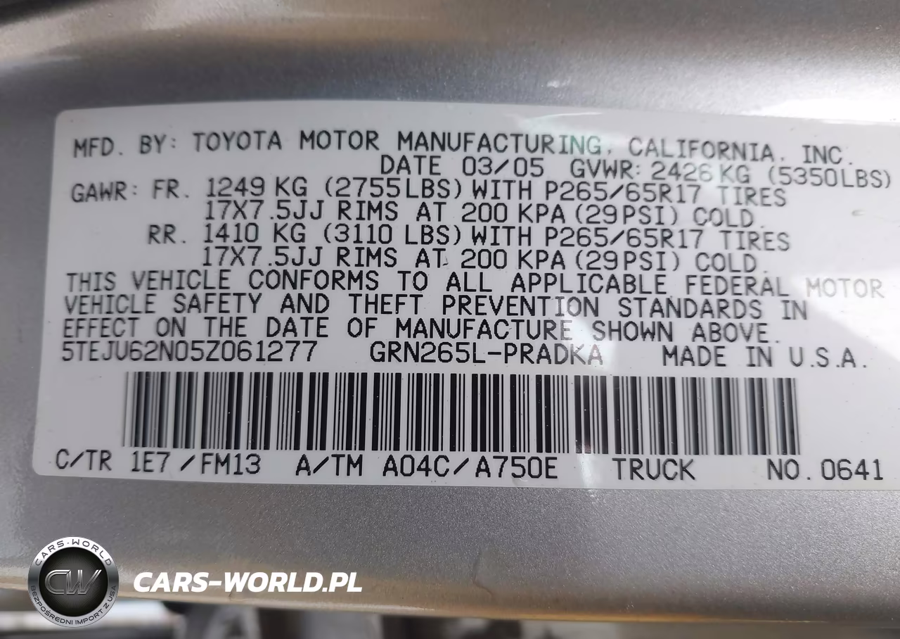 2005 Toyota Tacoma Prerunner V6 VIN:5TEJU62N05Z061277 - 9