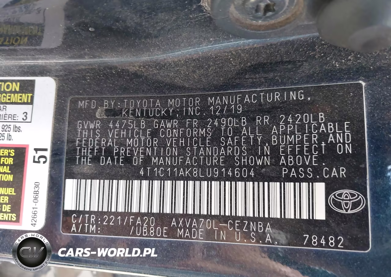 2020 Toyota Camry Le VIN:4T1C11AK8LU914604 - 9