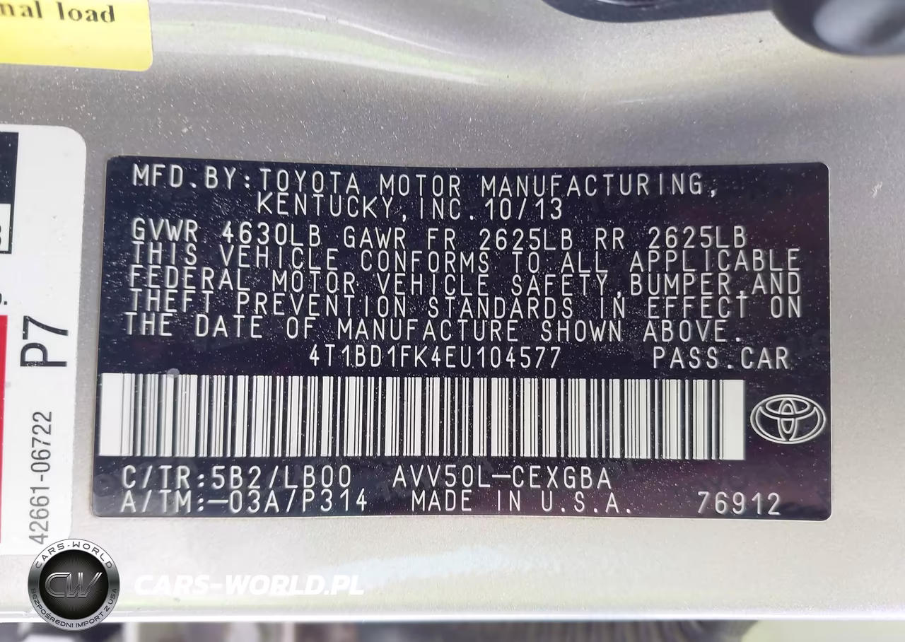 2014 Toyota Camry Hybrid Xle VIN:4T1BD1FK4EU104577 - 9