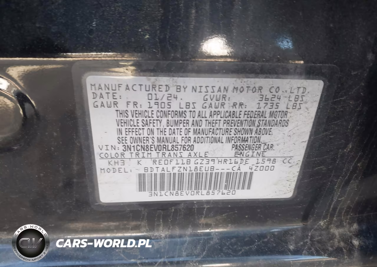 2024 Nissan Versa 1.6 Sv VIN:3N1CN8EV0RL857620 - 9