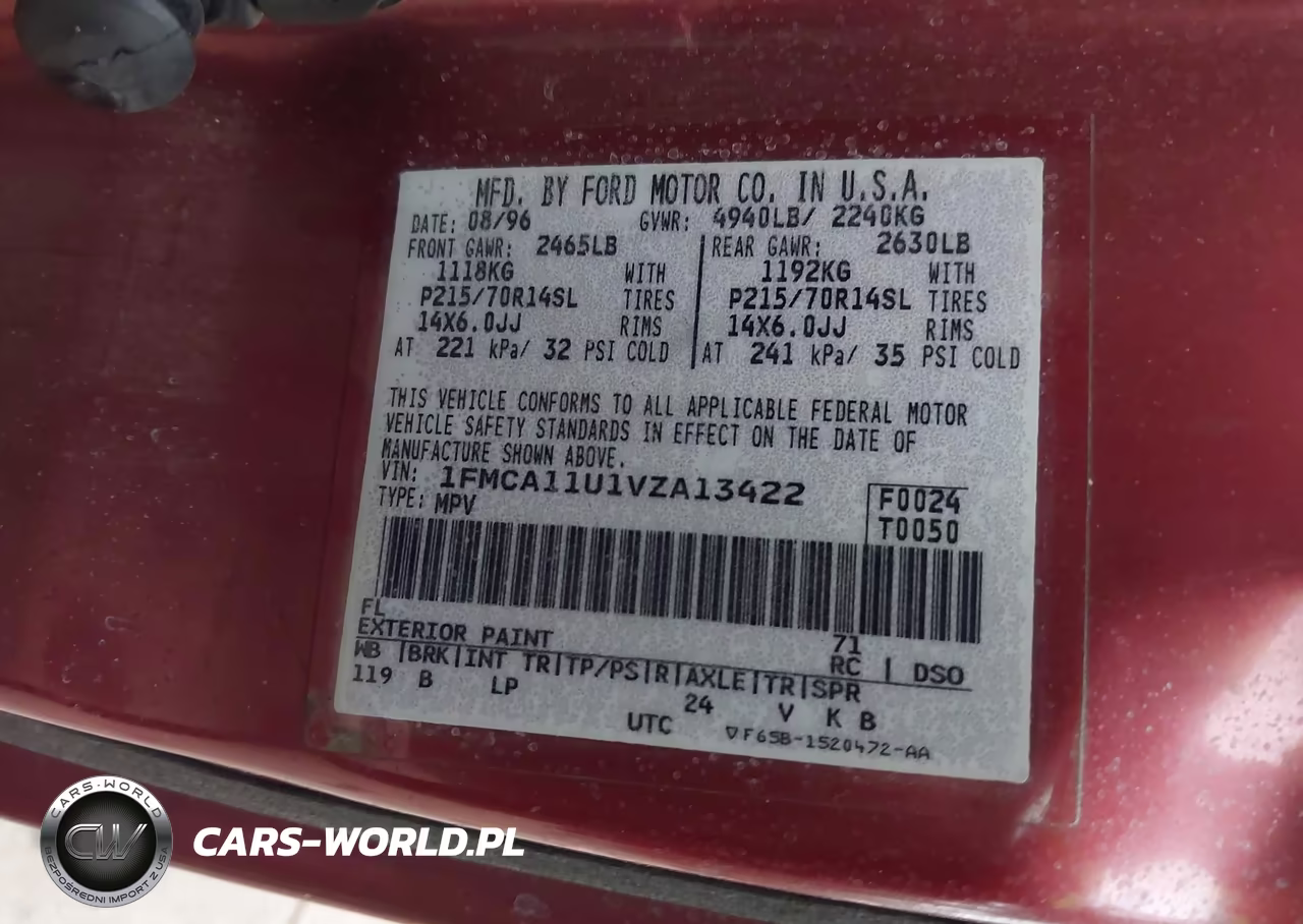 1997 Ford Aerostar Xlt VIN:1FMCA11U1VZA13422 - 9