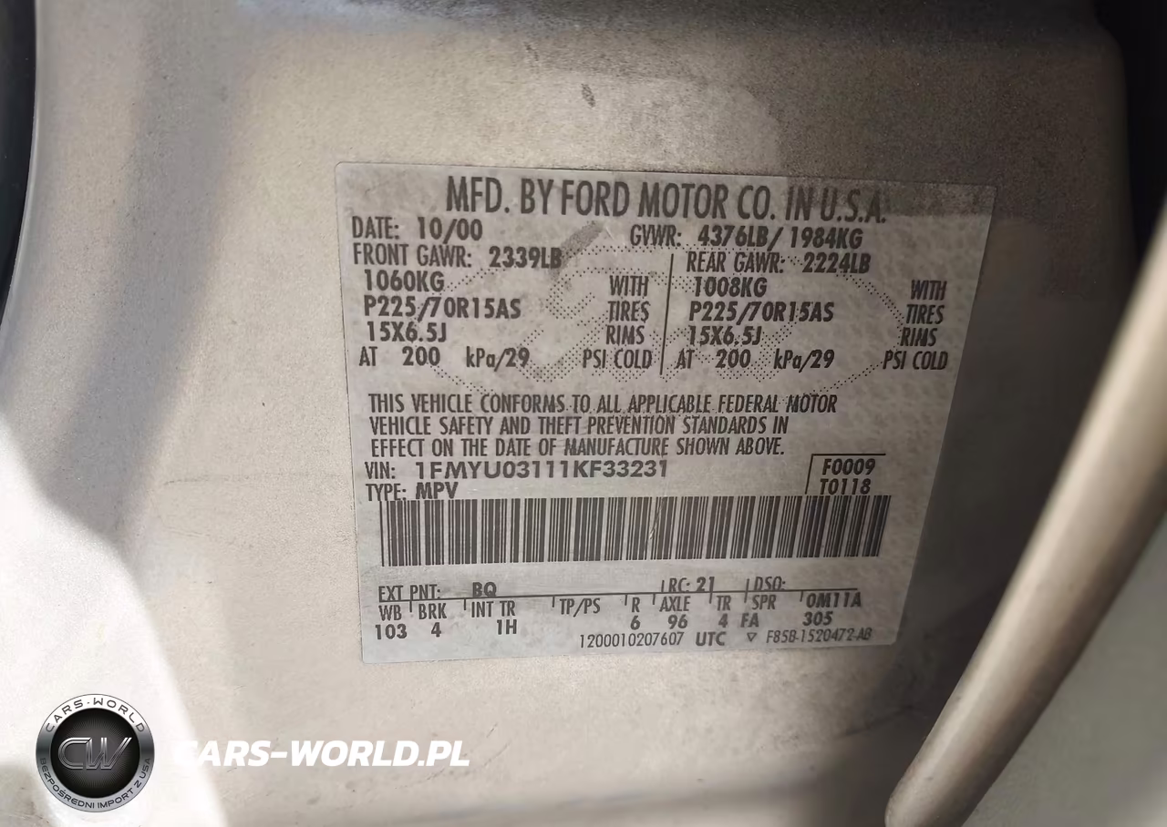 2001 Ford Escape Xlt VIN:1FMYU03111KF33231 - 9