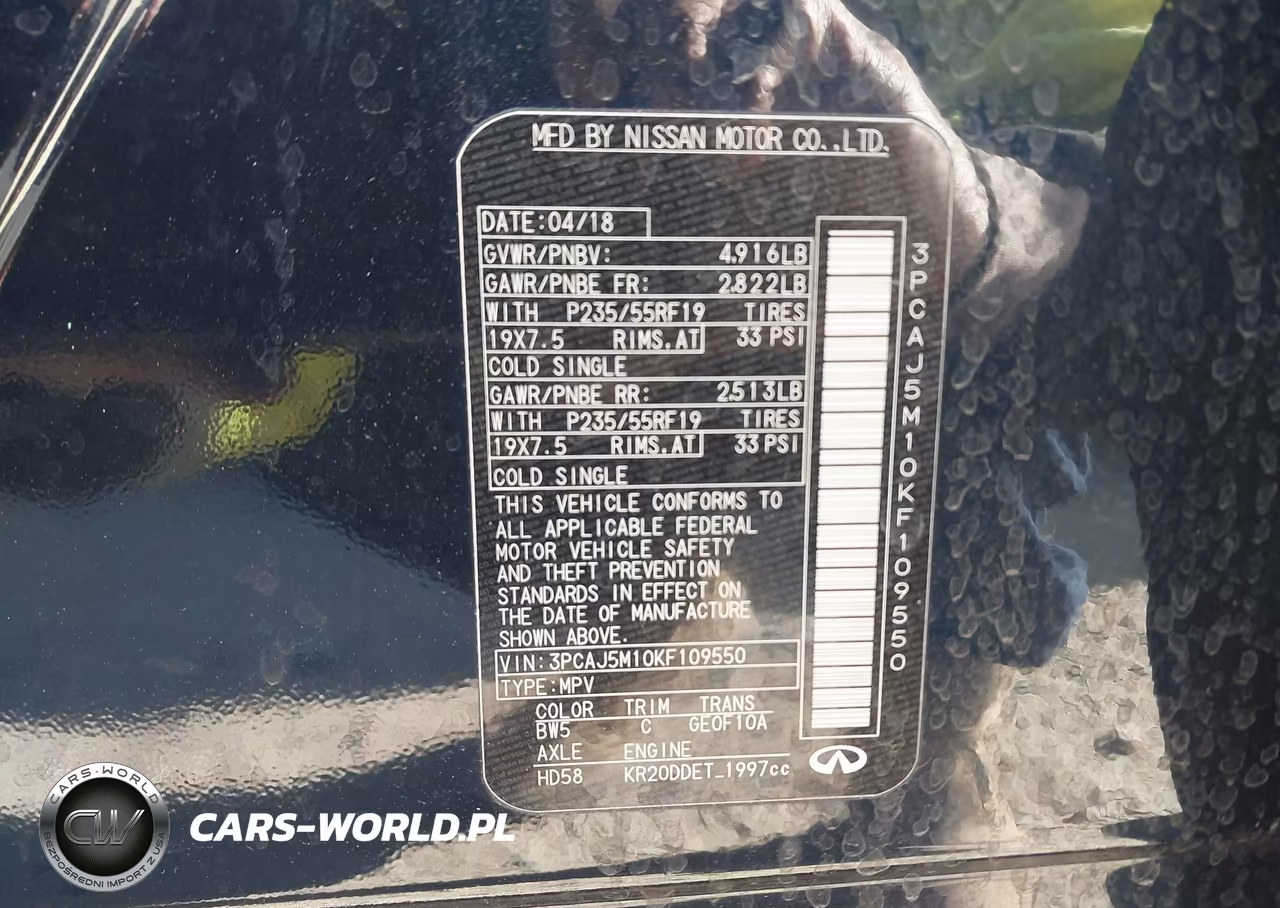 2019 Infiniti Qx50 Essential VIN:3PCAJ5M10KF109550 - 9
