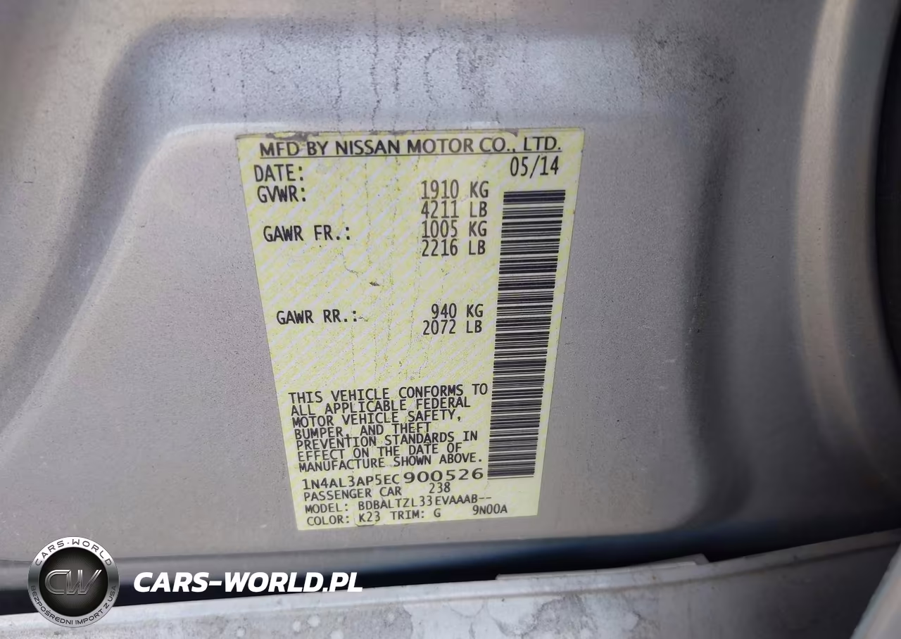 2014 Nissan Altima 2.5 Sv VIN:1N4AL3AP5EC900526 - 9