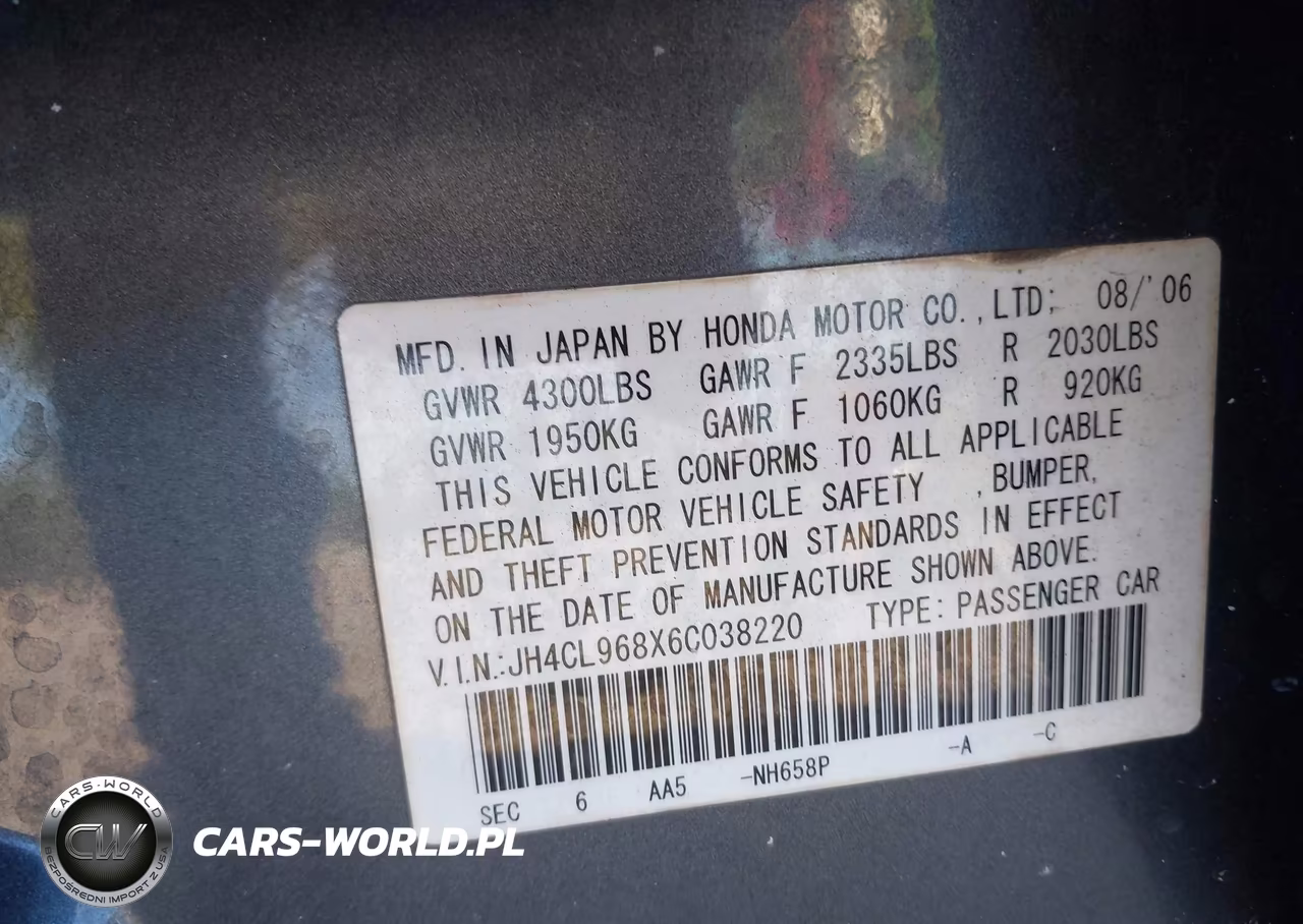 2006 Acura Tsx VIN:JH4CL968X6C038220 - 9