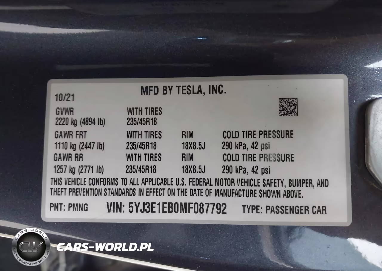 2021 Tesla Model 3 Long Range Dual Motor All-Wheel Drive VIN:5YJ3E1EB0MF087792 - 9