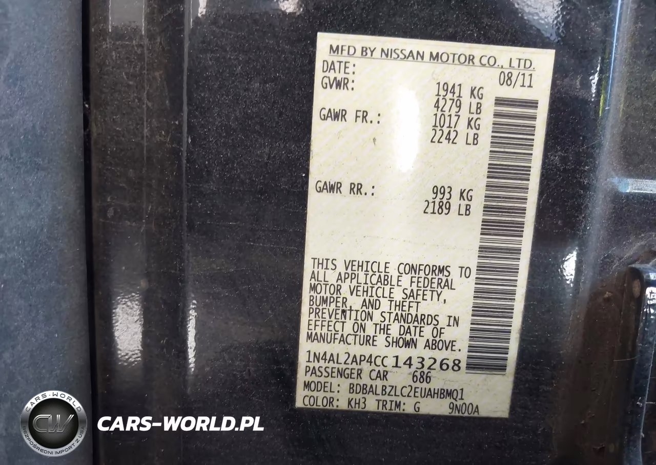 2012 Nissan Altima 2.5 S VIN:1N4AL2AP4CC143268 - 9