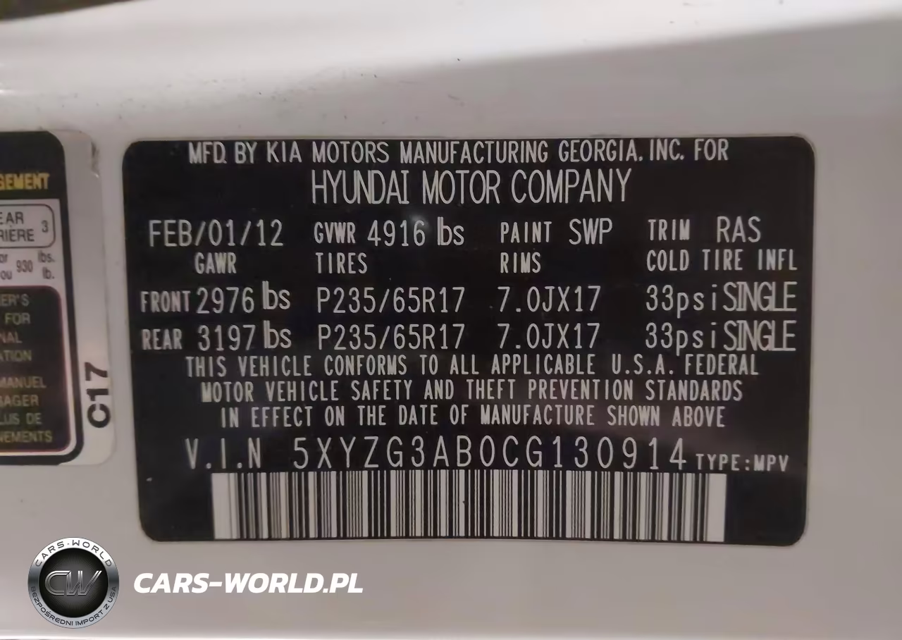 2012 Hyundai Santa Fe Gls VIN:5XYZG3AB0CG130914 - 9