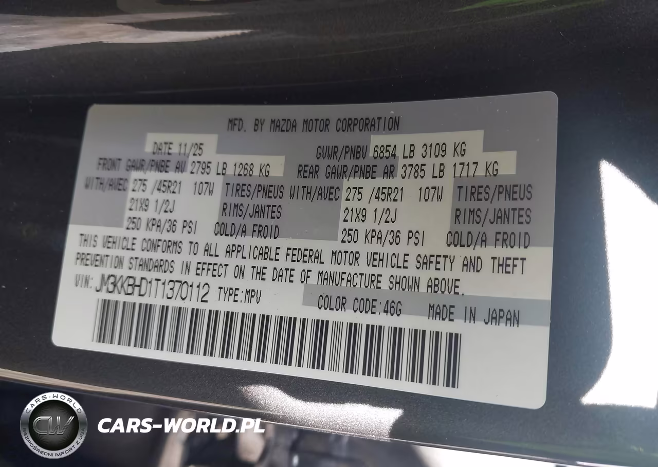 2026 Mazda Cx-90 3.3 Turbo Preferred VIN:JM3KKBHD1T1370112 - 9
