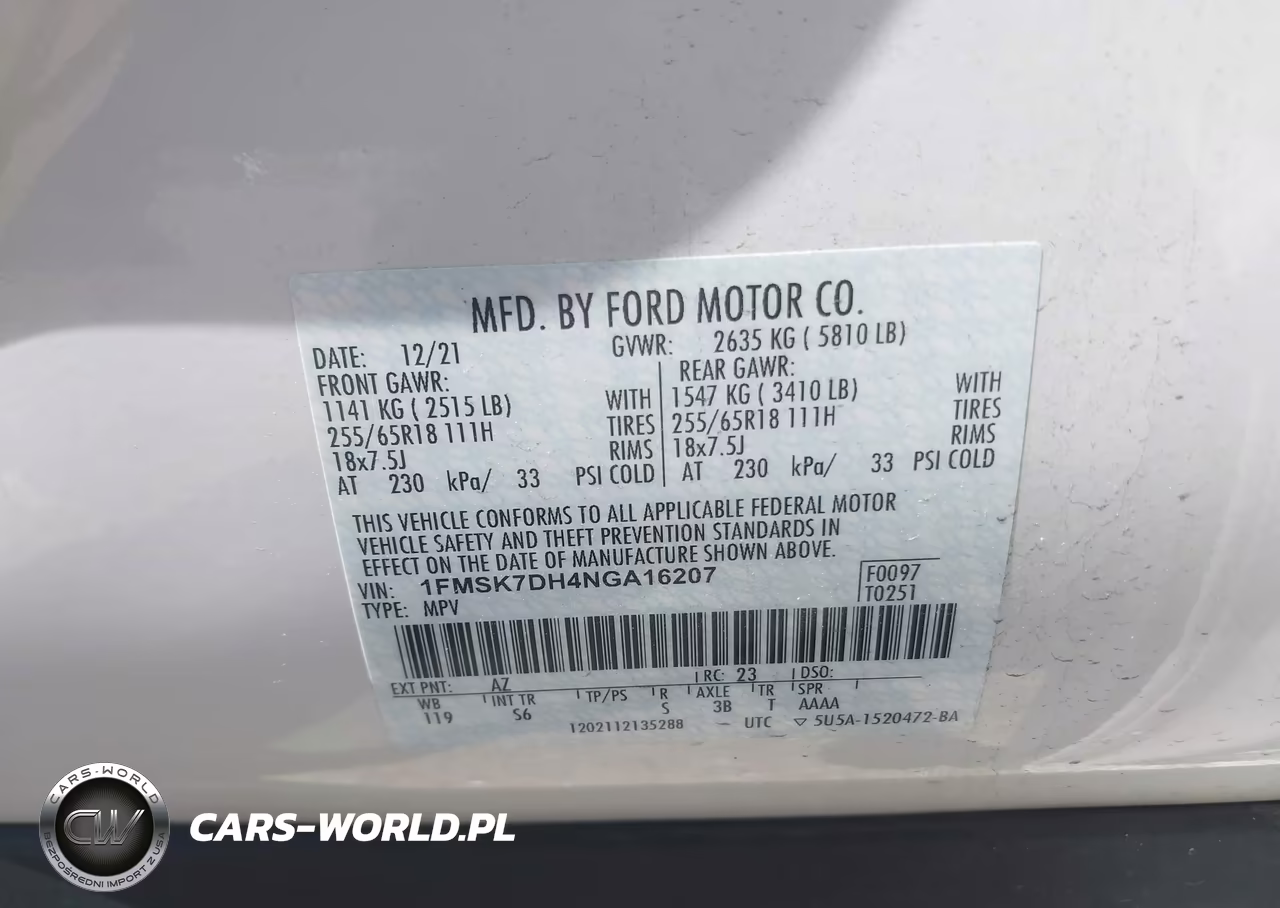 2022 Ford Explorer Xlt VIN:1FMSK7DH4NGA16207 - 9