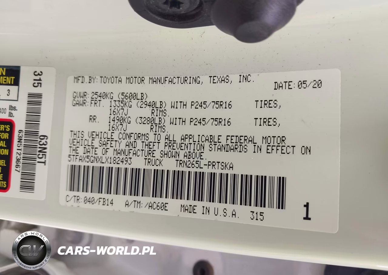 2020 Toyota Tacoma Sr VIN:5TFAX5GNXLX182493 - 9