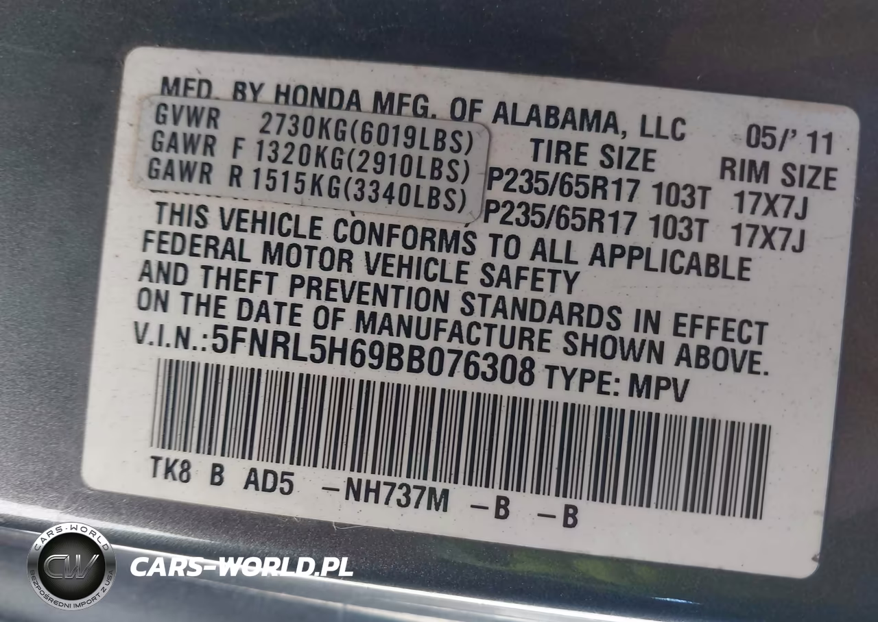 2011 Honda Odyssey Ex-L VIN:5FNRL5H69BB076308 - 9
