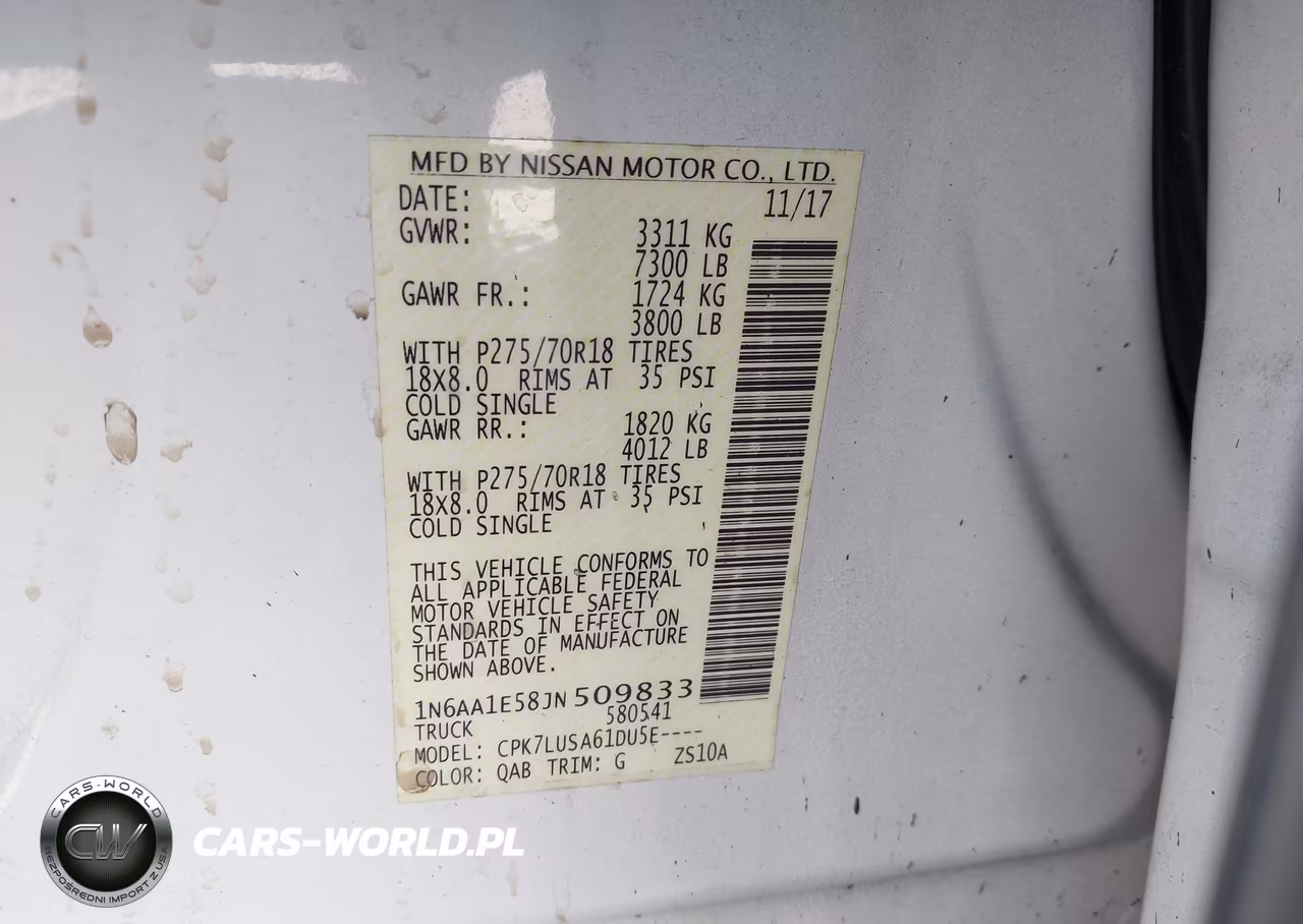 2018 Nissan Titan Pro-4X VIN:1N6AA1E58JN509833 - 9