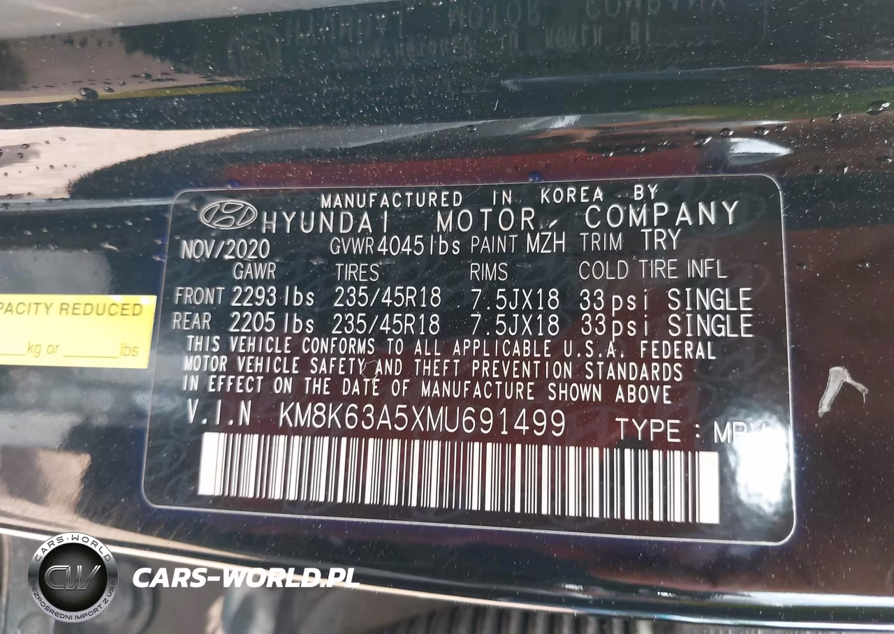 2021 Hyundai Kona Night VIN:KM8K63A5XMU691499 - 9