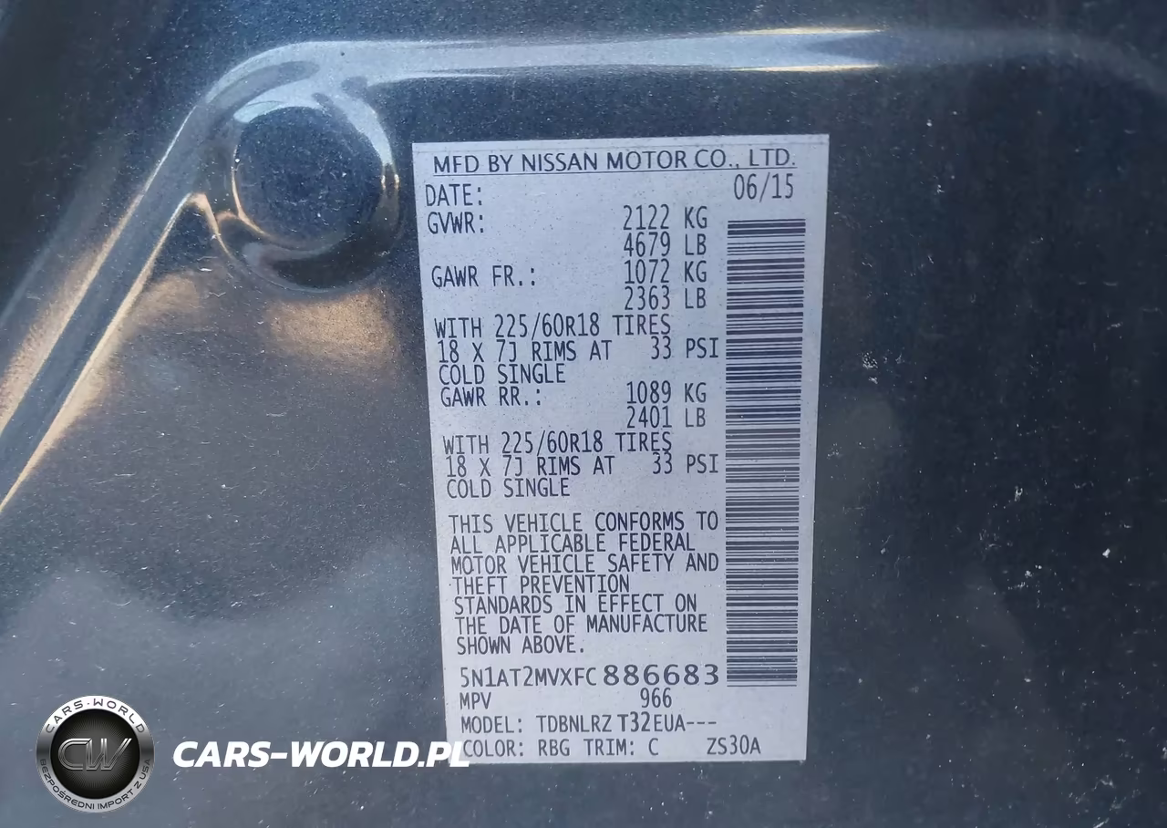 2015 Nissan Rogue S-Sl-Sv VIN:5N1AT2MVXFC886683 - 9