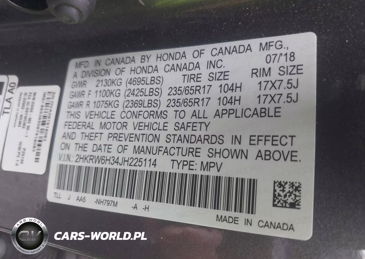 2018 Honda Cr-V Lx VIN:2HKRW6H34JH225114 - 9