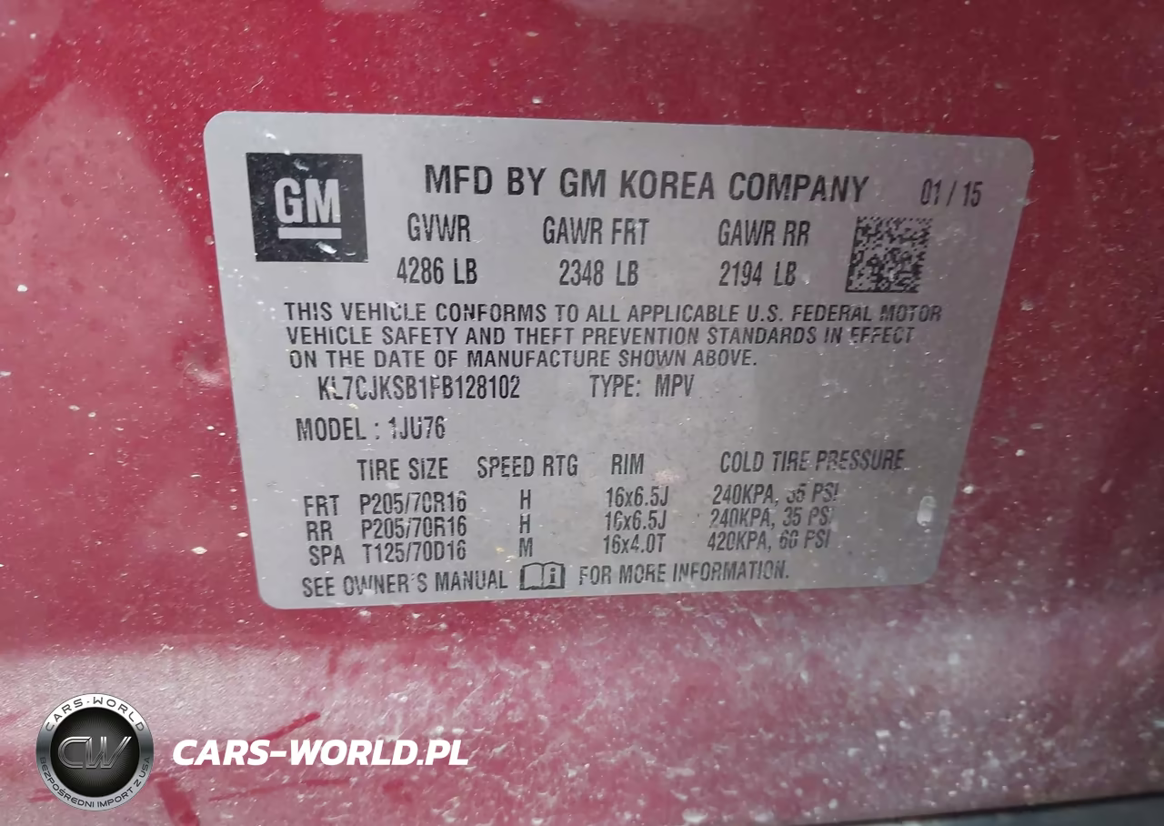 2015 Chevrolet Trax 1Ls VIN:KL7CJKSB1FB128102 - 9
