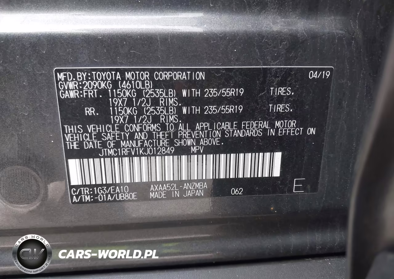 2019 Toyota Rav4 Xle Premium VIN:JTMC1RFV1KJ012849 - 9